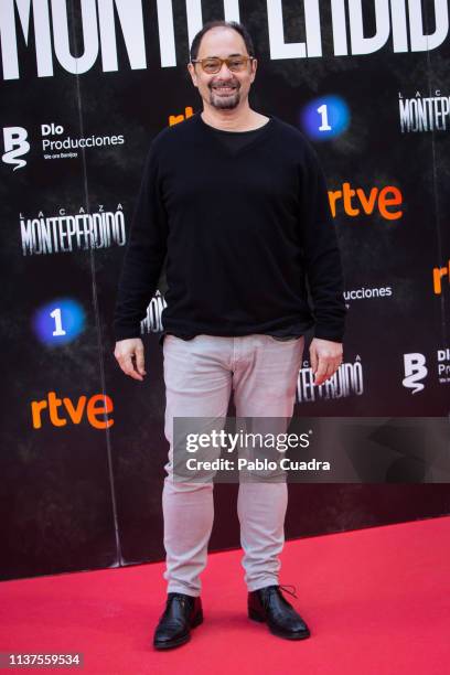 Actor Jordi Sanchez Zaragoza attends the 'La Caza. Monteperdido' photocall on March 22, 2019 in Madrid, Spain.