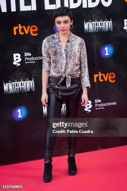 Actress Carla Diaz attends the 'La Caza. Monteperdido' photocall on March 22, 2019 in Madrid, Spain.