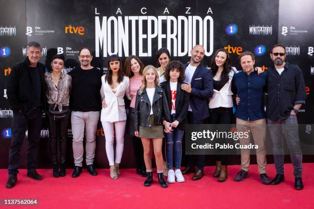 The cast of 'La Caza. Monteperdido' attend the 'La Caza. Monteperdido' photocall on March 22, 2019 in Madrid, Spain.