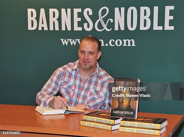 Personality Jesse James signs copies of "American Outlaw" at Barnes & Noble, 5th Avenue on May 5, 2011 in New York City.