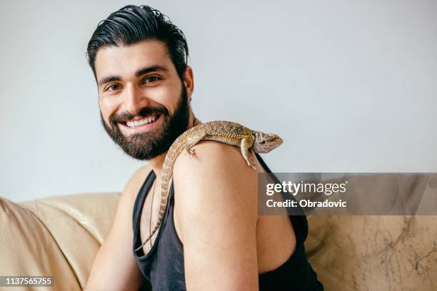 best friends - bearded dragon stock pictures, royalty-free photos & images