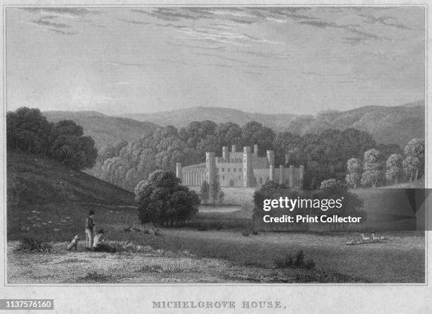 Michelgrove House', early 19th century. View of Michelgrove House in West Sussex, built by Sir William Shelley circa 1540. Home of the Shelley...