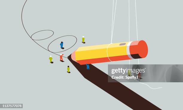 bildbanksillustrationer, clip art samt tecknat material och ikoner med lagarbete - blyertspenna