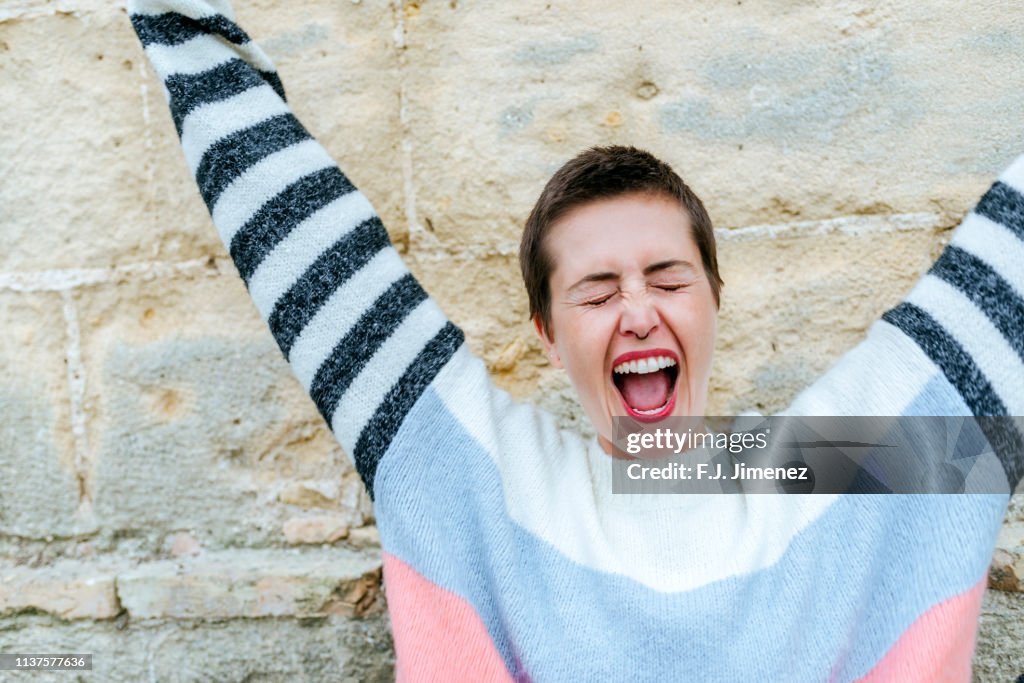 Portrait of Woman screaming