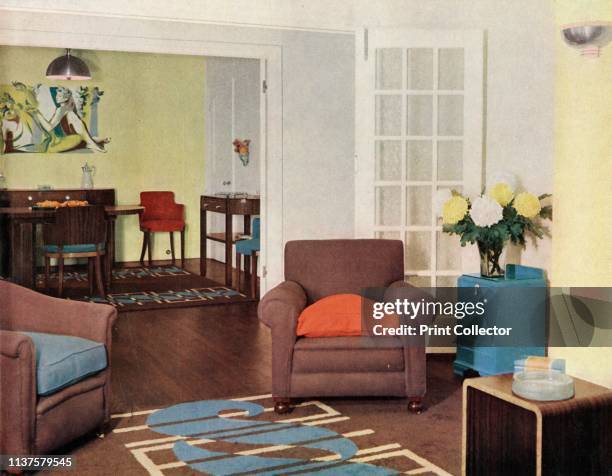 Dining-room and lounge in a reconstructed London apartment for Mrs. Harry Ewbank at Bryanston Court, W.1', 1937. From "Decorative Art 1937 -...