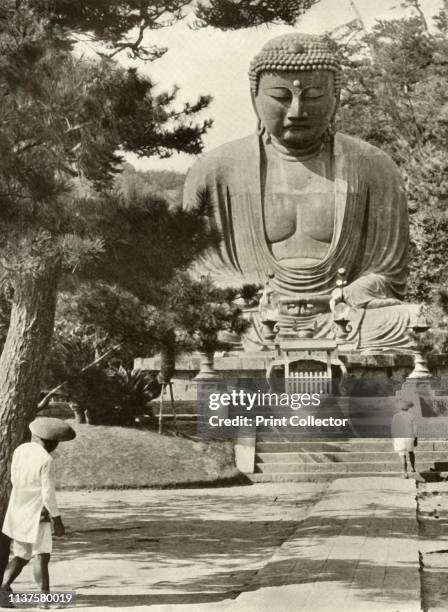 Amida, The Buddha', 1910. 13th century monumental outdoor bronze statue of Amida Buddha, a famous icon of Japan, at Kotoku-in temple, Kamakura. From...