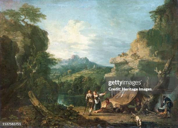 Landscape with banditti round a tent, 1752. Artist Richard Wilson.