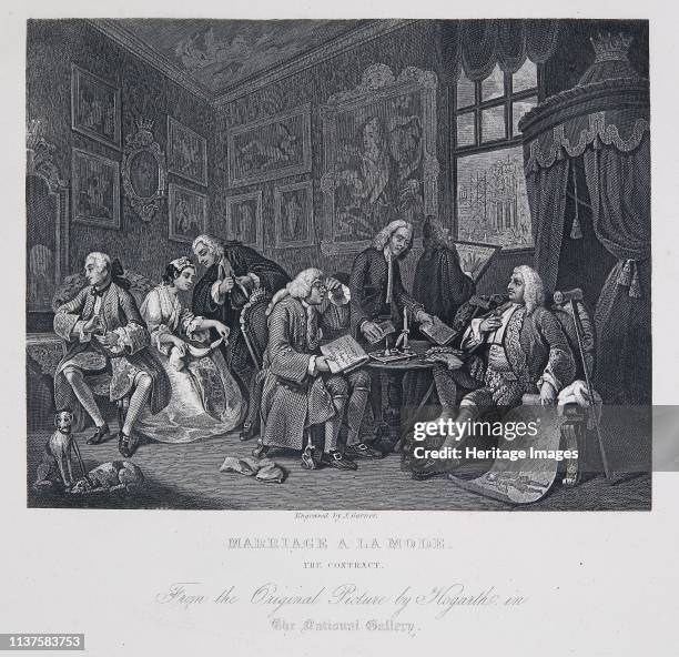 The Contract, 1743-1745. One of six pictures by William Hogarth depicting upper class 18th century society. A moralistic warning of the disastrous...