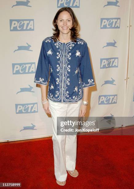 Jorja Fox during 25th Anniversary Gala for PETA and Humanitarian Awards - Arrivals at Paramount Pictures in Hollywood, California, United States.