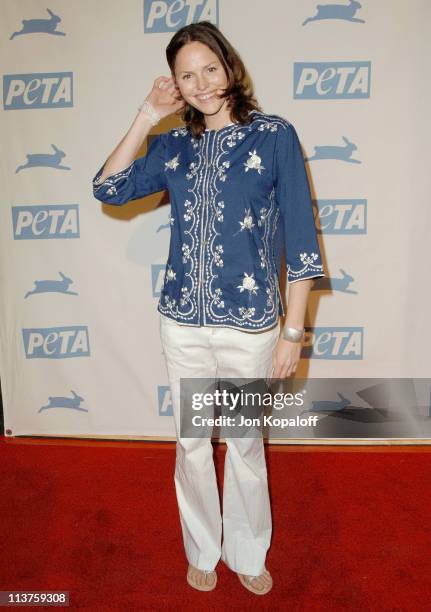 Jorja Fox during 25th Anniversary Gala for PETA and Humanitarian Awards - Arrivals at Paramount Pictures in Hollywood, California, United States.