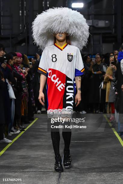 Model showcases designs on the runway during the KOCHÉ show as part of Amazon Fashion Week TOKYO 2019 A/W on March 21, 2019 in Tokyo, Japan.