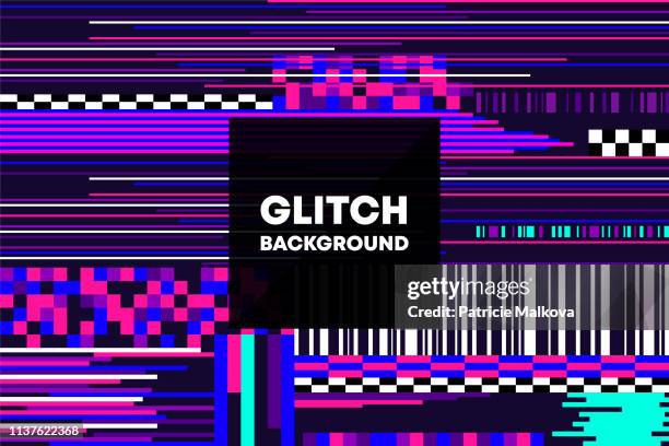 vector colored glitch background, geometric background - glitch background stock illustrations