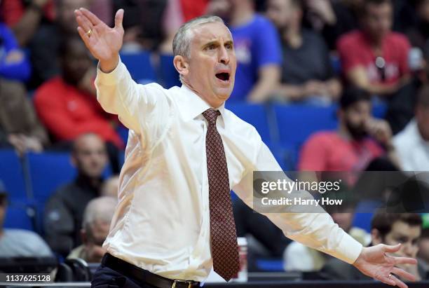 Head coach Bobby Hurley of the Arizona State Sun Devils yells to his team during the first half of the first round game of the 2019 NCAA Men's...