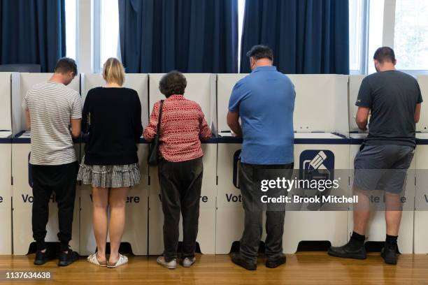 Residents in the marginal electorate of Oatley cast their vote on March 23, 2019 in Sydney, Australia. The 2019 New South Wales state election is...