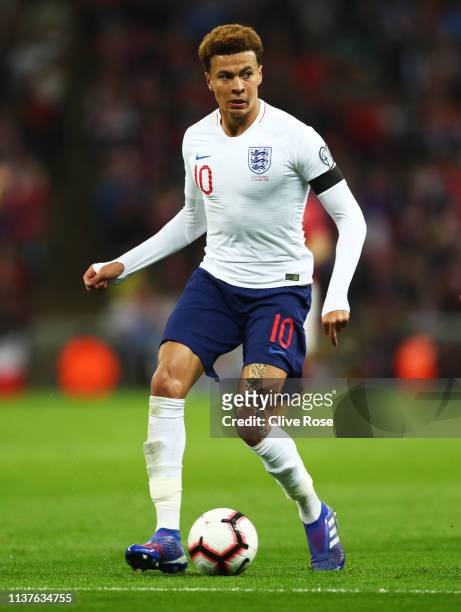 Dele Alli of England in action during the 2020 UEFA European Championships Group A qualifying match between England and Czech Republic at Wembley...