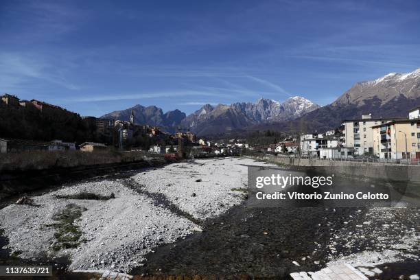 General view of the river Ardo on March 22, 2019 in Belluno, Italy.