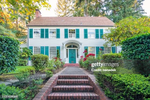 traditional clapboard house in portland oregon usa - portland oregon homes stock pictures, royalty-free photos & images