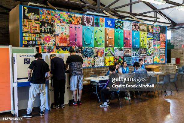 Residents cast their vote at Hurstville Public School, in the seat of Kogarah, on March 23, 2019 in Sydney, Australia. The 2019 New South Wales state...