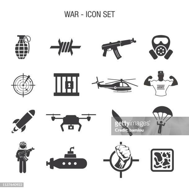 war icon set - riot icon stock illustrations