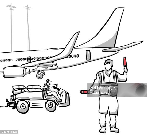 parking ariplanes helper - air traffic controller stock illustrations