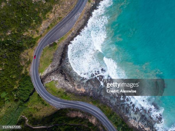 great ocean road aerial - australia road stock-fotos und bilder