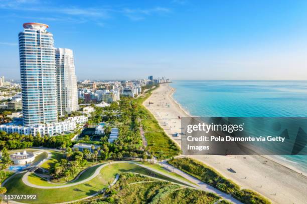 south beach miami from south pointe park, florida, usa - miami beach bildbanksfoton och bilder