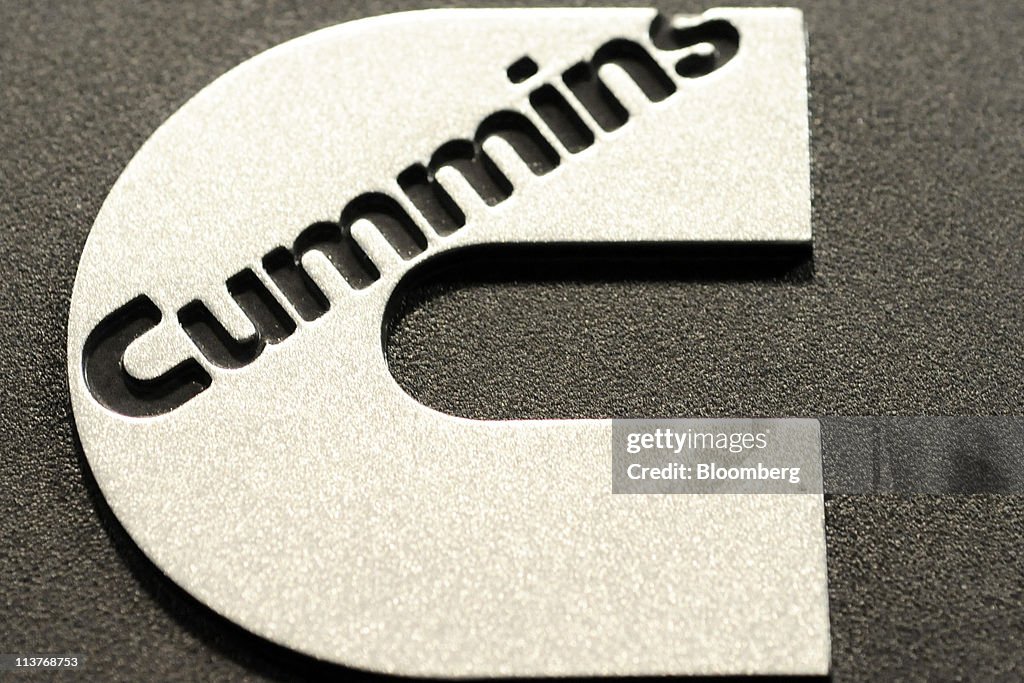 Cummis Incor The Cummins Inc. logo is seen an engine part at the Cummins engine ...