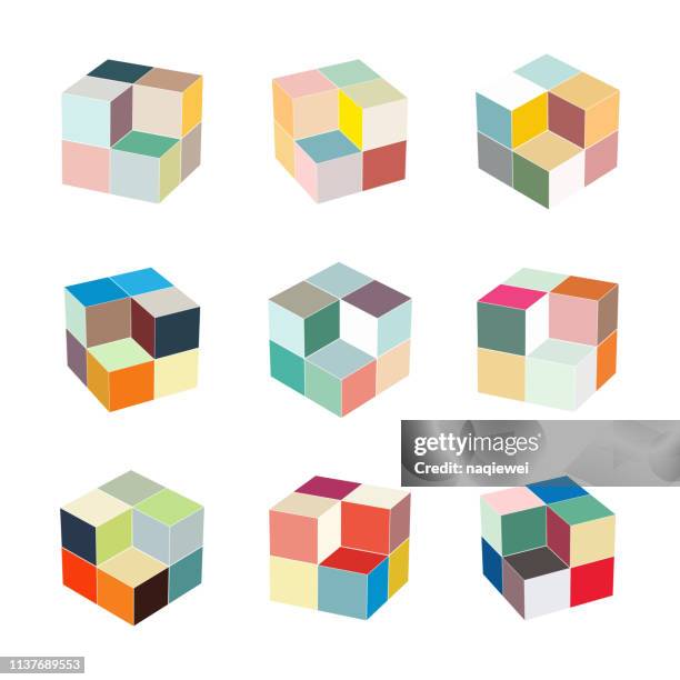 ilustrações, clipart, desenhos animados e ícones de vector o símbolo modelo do teste padrão do cubo para o projeto - rubiks