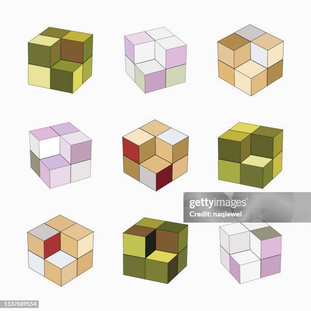 vector cube model pattern symbol for design - rubix cube stock illustrations