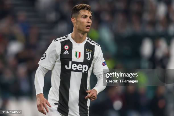 Christiano Ronaldo of Juventus Turin looks on during the UEFA Champions League Quarter Final second leg match between Juventus and Ajax at Juventus...