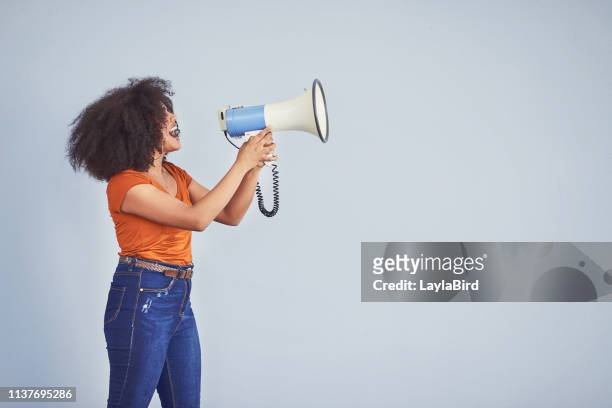 take a stand for every woman out there - megaphone stock pictures, royalty-free photos & images