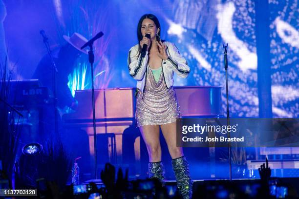 Lana Del Rey performs at the Buku Music + Art Project at Mardi Gras World on March 22, 2019 in New Orleans, Louisiana.