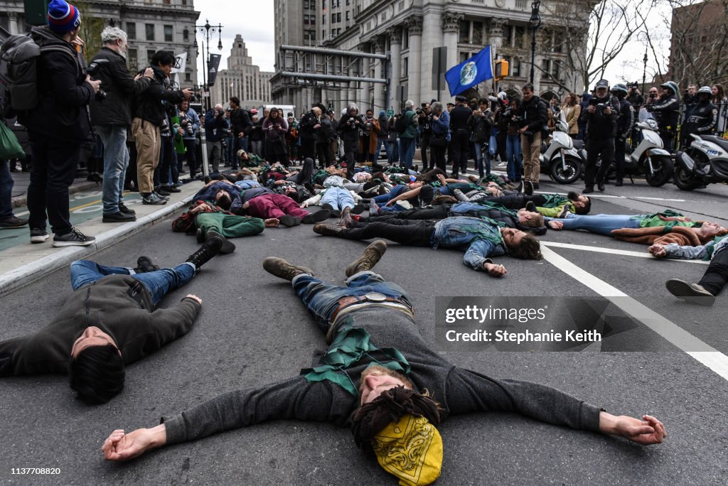 Environmental Activists 'Extinction Rebellion' Hold Climate Change Protest In New York City