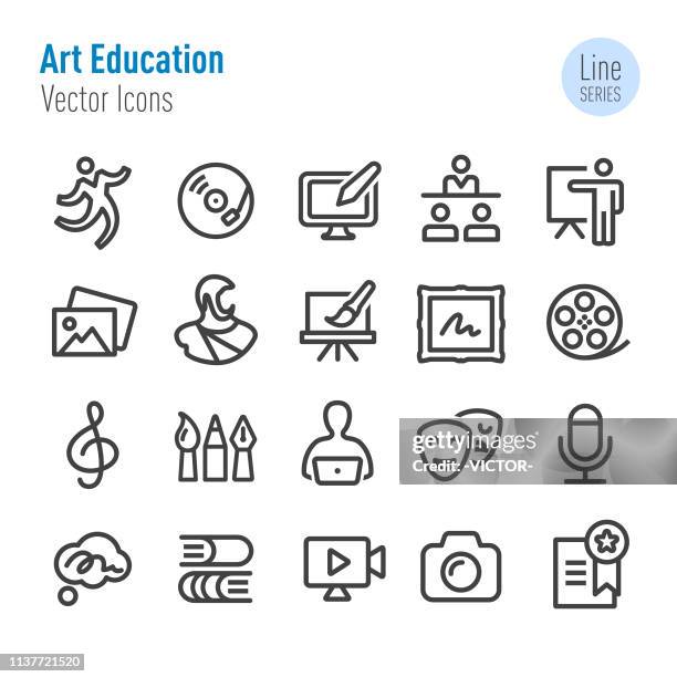 kunstpädagogik icons-vector line series - theateraufführung stock-grafiken, -clipart, -cartoons und -symbole