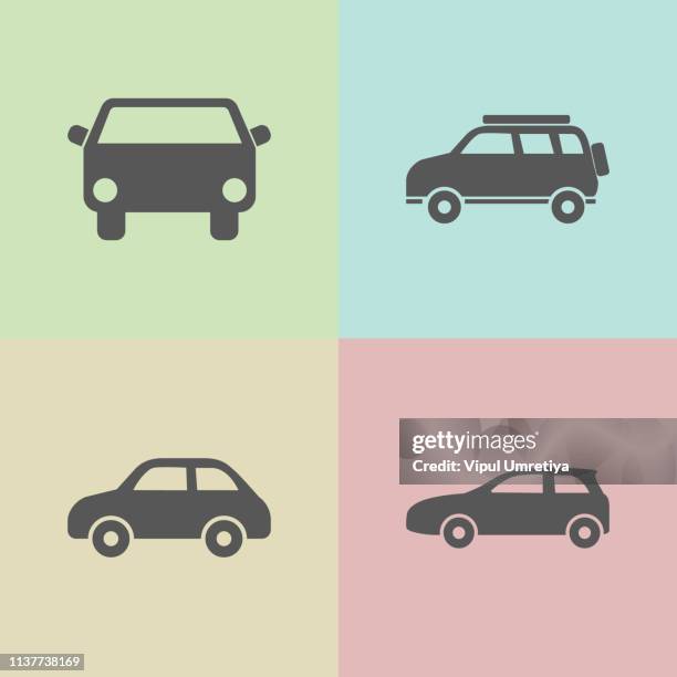 car outline, thin, flat, digital icon set - white minivan stock illustrations