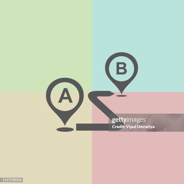 illustrations, cliparts, dessins animés et icônes de de l'icône de contour du point a au point b - lettre b
