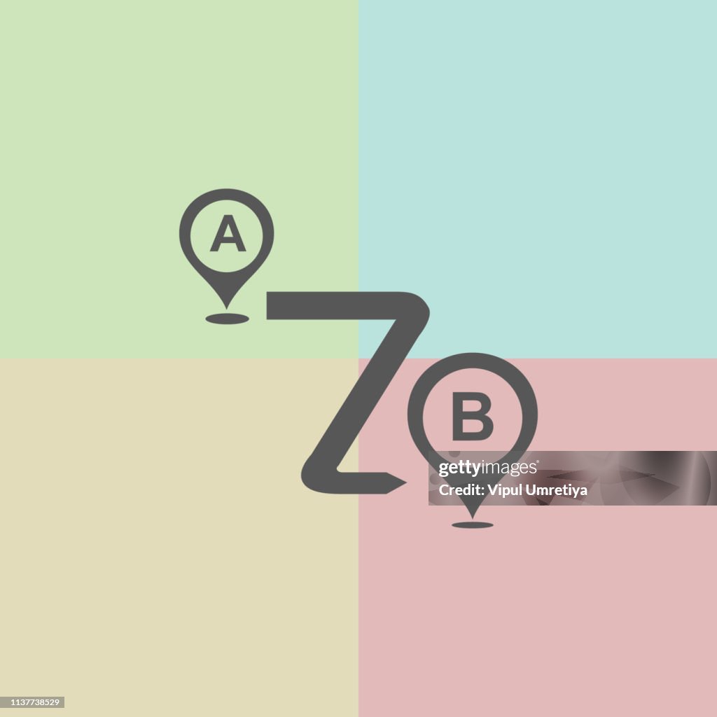 From point B to point A outline icon