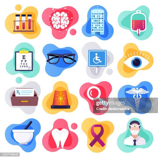 gesundheitsindustrie marketing flach-flow vector icon set - chemical process icon stock-grafiken, -clipart, -cartoons und -symbole