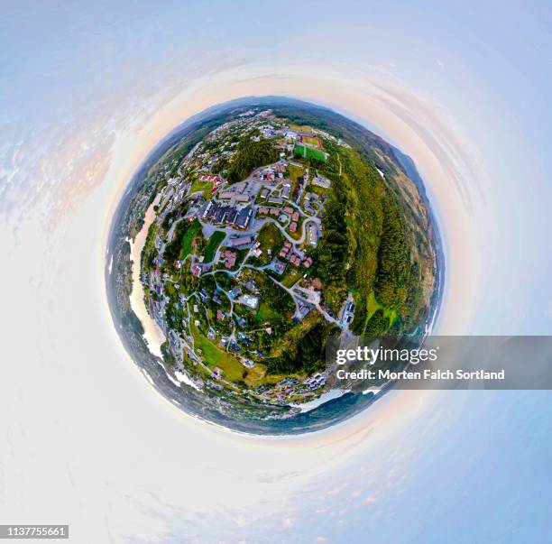 an 360 view of a residential district in bømlo, norway - cul de sac stock pictures, royalty-free photos & images