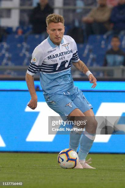 Ciro Immobile during the Italian Serie A football match between S.S. Lazio and Udinese at the Olympic Stadium in Rome, on april 17, 2019.