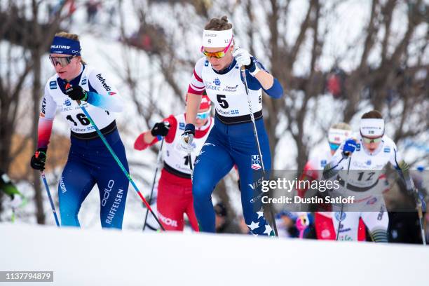 Sadie Bjornsen of the United States competes in the Women's 10km classic mass start during the FIS Cross Country Ski World Cup Final on March 23,...