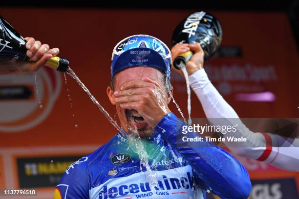 Podium / Oliver Naesen of Belgium and Team AG2R La Mondiale / Julian Alaphilippe of France and Team Deceuninck - Quick Step / Michal Kwiatkowski of...