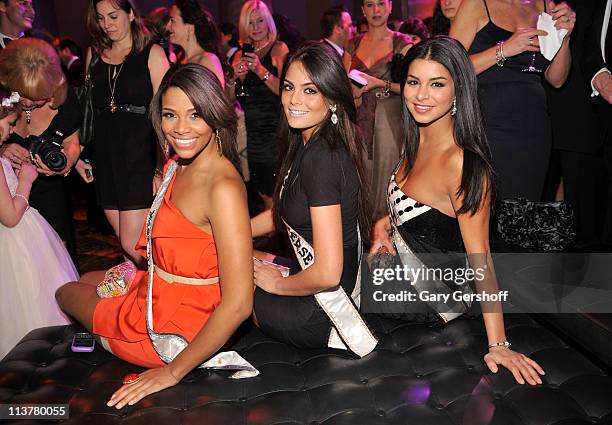 Miss Teen USA Kamie Crawford, Miss Universe Ximena Navarrete and Miss Rima Fakih attend Operation Smile as they honor Santo Versace at The 2011 Smile...