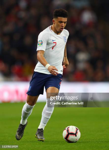 Jadon Sancho of England during the 2020 UEFA European Championships Group A qualifying match between England and Czech Republic at Wembley Stadium on...