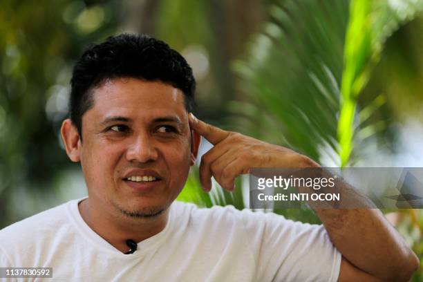 Former political prisoner Lenin Rojas speaks during an interview with AFP in Managua on April 16, 2019. Rojas was arrested during a protest against...