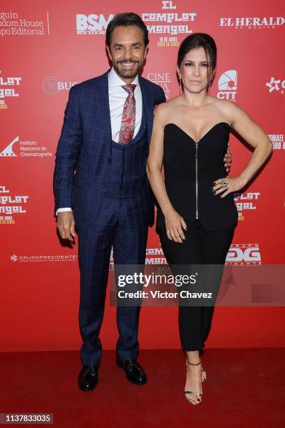 Eugenio Derbez and Alessandra Rosaldo attend "El Complot Mongol" Mexico City premiere at Cinepolis Diana on April 17, 2019 in Mexico City, Mexico.