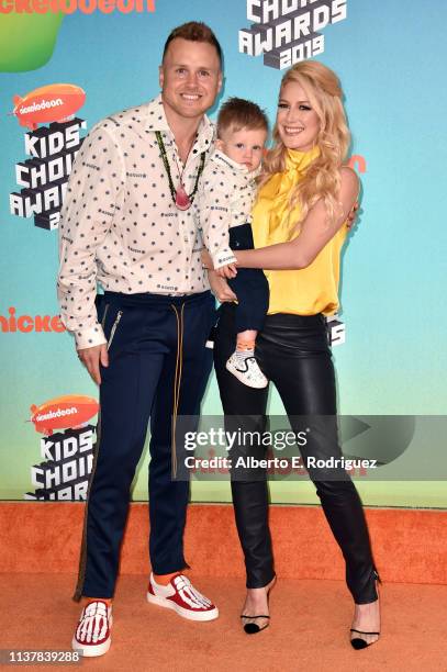 Spencer Pratt, Gunner Stone, and Heidi Montag attend Nickelodeon's 2019 Kids' Choice Awards at Galen Center on March 23, 2019 in Los Angeles,...
