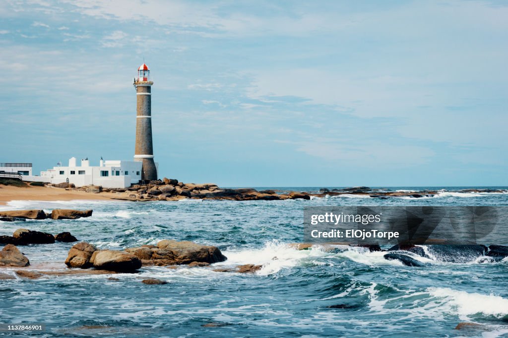 View of lighthouse in Jose Ignacio, near Punta del Este city, Maldonado, Uruguay