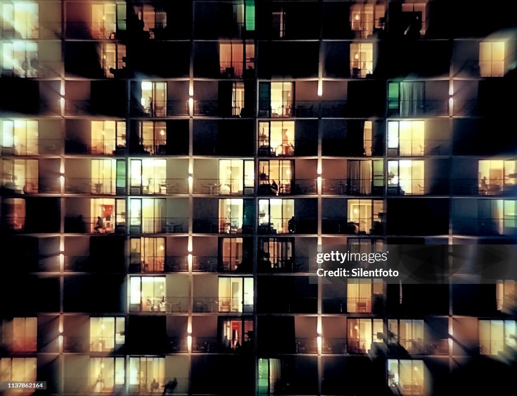 Glass Fronted Building Facade In Evening