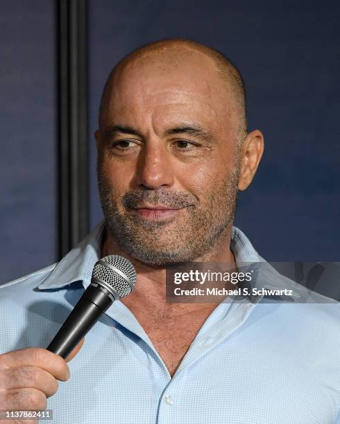 Comedian Joe Rogan performs during his appearance at The Ice House Comedy Club on April 17, 2019 in Pasadena, California.